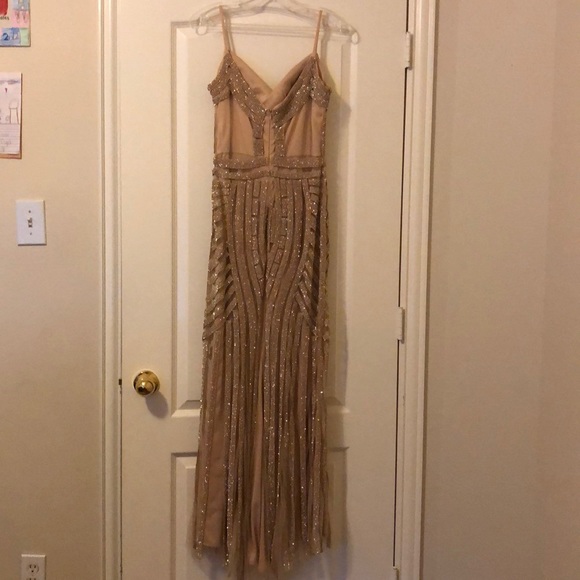 👑 Gold Rhinestone Formal Dress 👑 - Picture 3 of 5